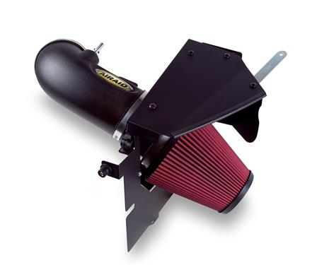 Cadillac Cold Air Intake; Cold Air Dam (CAD) Black Polyethylene Tube, Red Filter, With Heat Shield